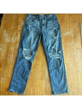 Distressed Skinny Jeans High Rise Ripped Streetwear Eunina 3/26 Fits Like 30X27